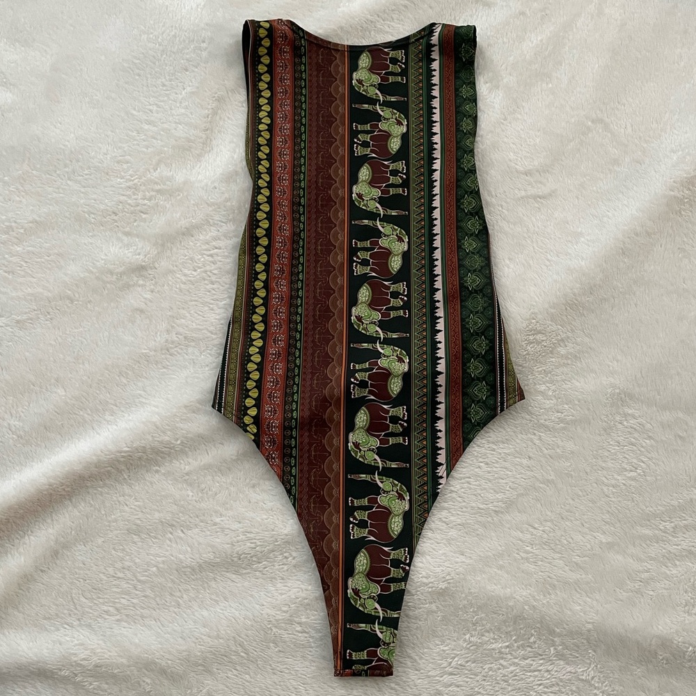 🌲Freedom Ravewear Sideboob Bodysuit (Forest Design)🌲